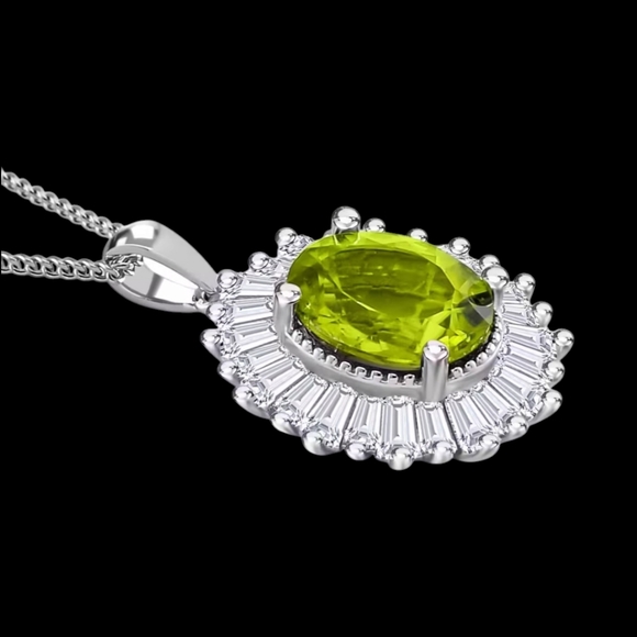 NWT RARE HEBEI CHINA PERIDOT & MOISSANITE 18" PLATINUM NECKLACE - Picture 7 of 10